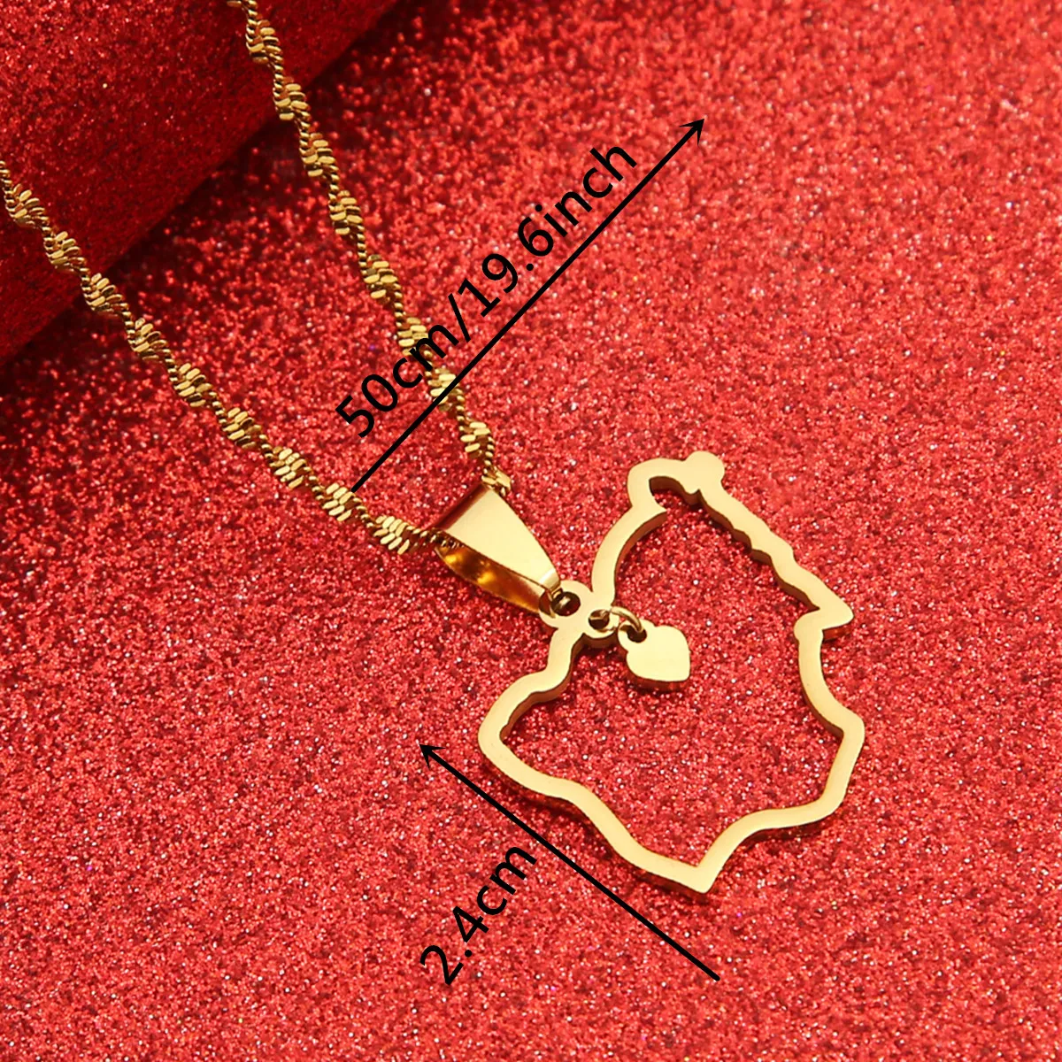 Ожерелье с подвеской в виде сердца из нержавеющей стали картой Нигерии для