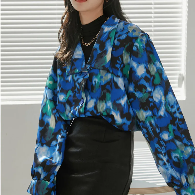 

XUXI Tie-dye,Women, Shirt, Korean, Loose, Layered, Top,Fashion, Long Sleeves, Female,Spring Autumn 2021 E090
