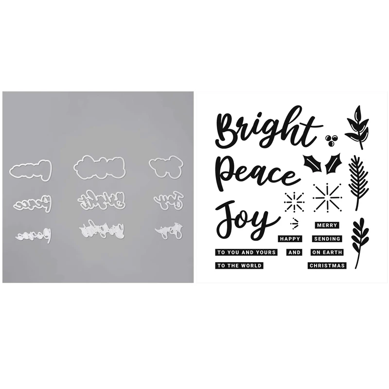 

Peace & Joy Stamp Set and Coordinating Dies Christmas Holiday Winter Sentiments Stamps For DIY Scrarpbooking Paper Card Craft