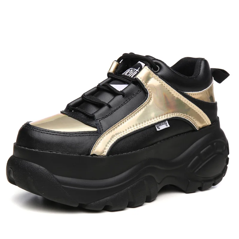 

2020 Новые повседневные женские кроссовки, зимняя обувь, женские осенние кроссовки на платформе, Женская массивная обувь, серебристые и золот...