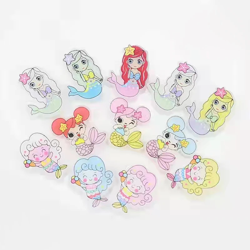 500pieces 23mm diy acrylic sea-maid girls paster beads.stick on hairpin clip for woman child headwear jewelry making accessories | Украшения