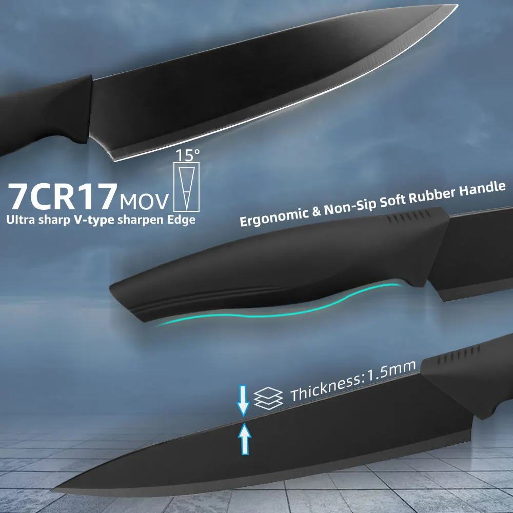 Набор ножей шеф-повара сантоку кухонные приборы из 5 антипригарных лезвий