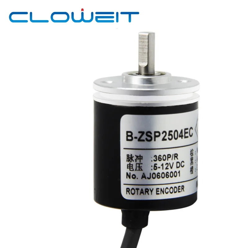 

Cloweit 25mm Incremental Encoder 4mm Shaft Rotary AB 2 Phases 100 200 360 400 500 PPR 5-24VDC