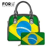 national flag pattern print top handle bag and leather long wallet 2pcs set fahsion luxury handbag for woman ladies