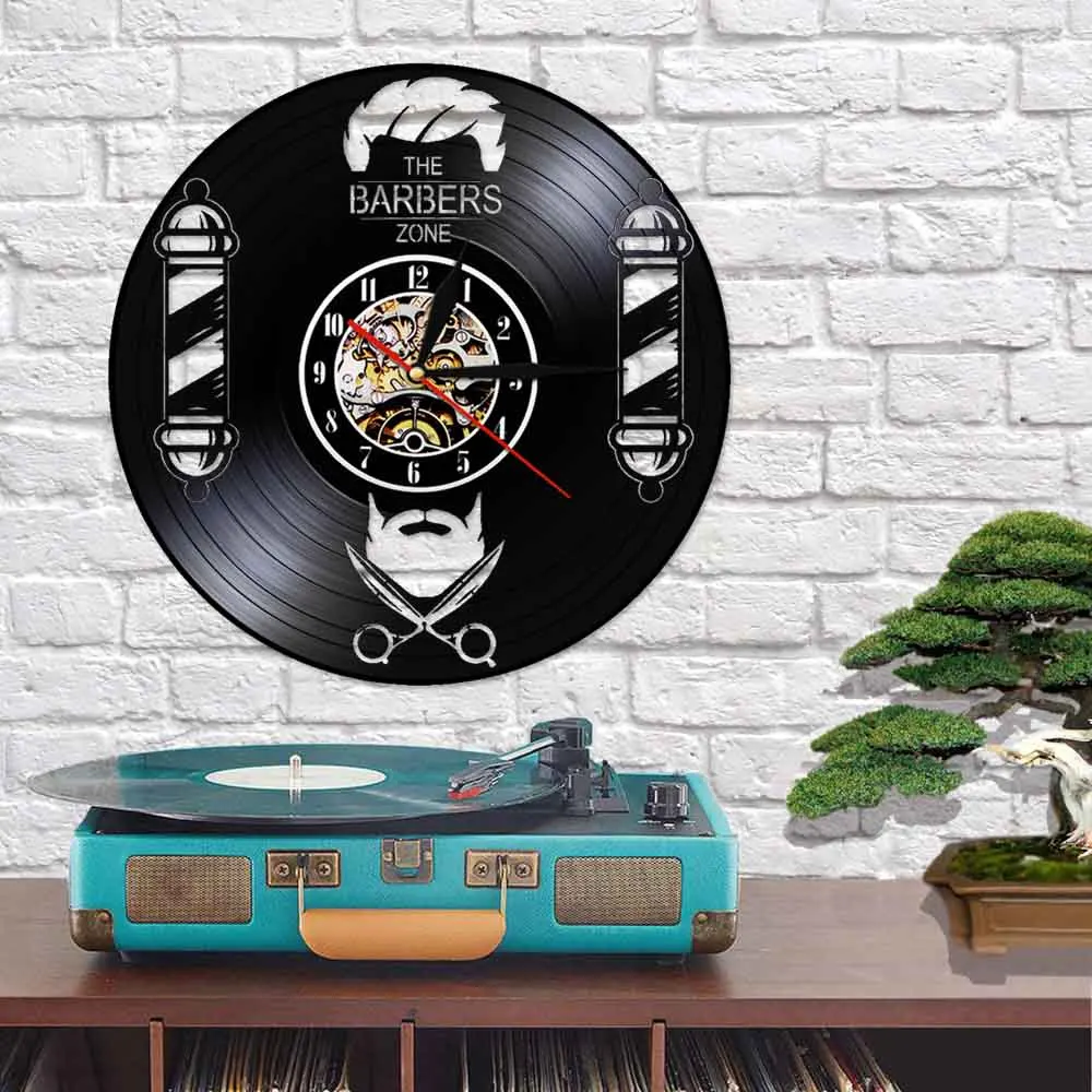 Настенные декоративные часы для парикмахерской виниловые приборы черного цвета
