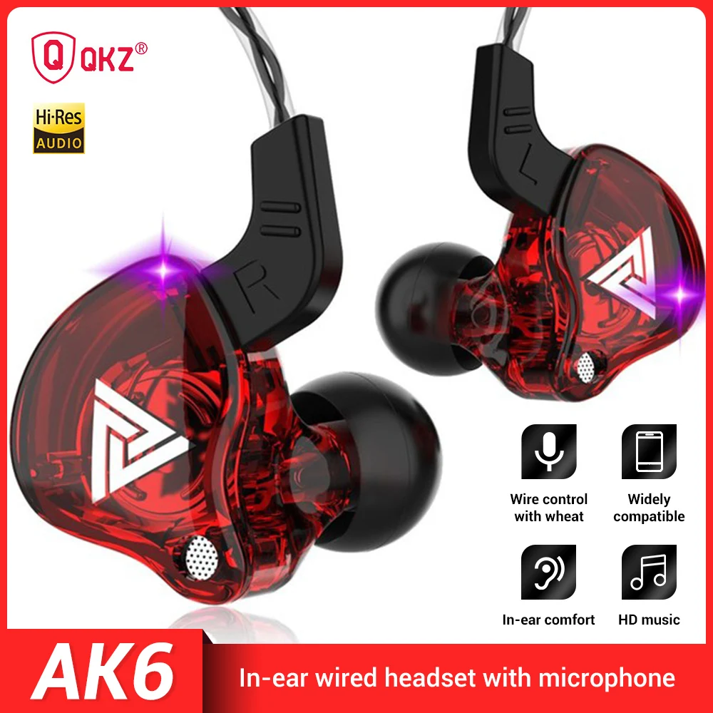 

QKZ AK6 Wired Earphone 3.5mm Low Latency HiFi Stereo Sound Drive-by-Wire Built-in Microphone Hands-Free Sport Earbud