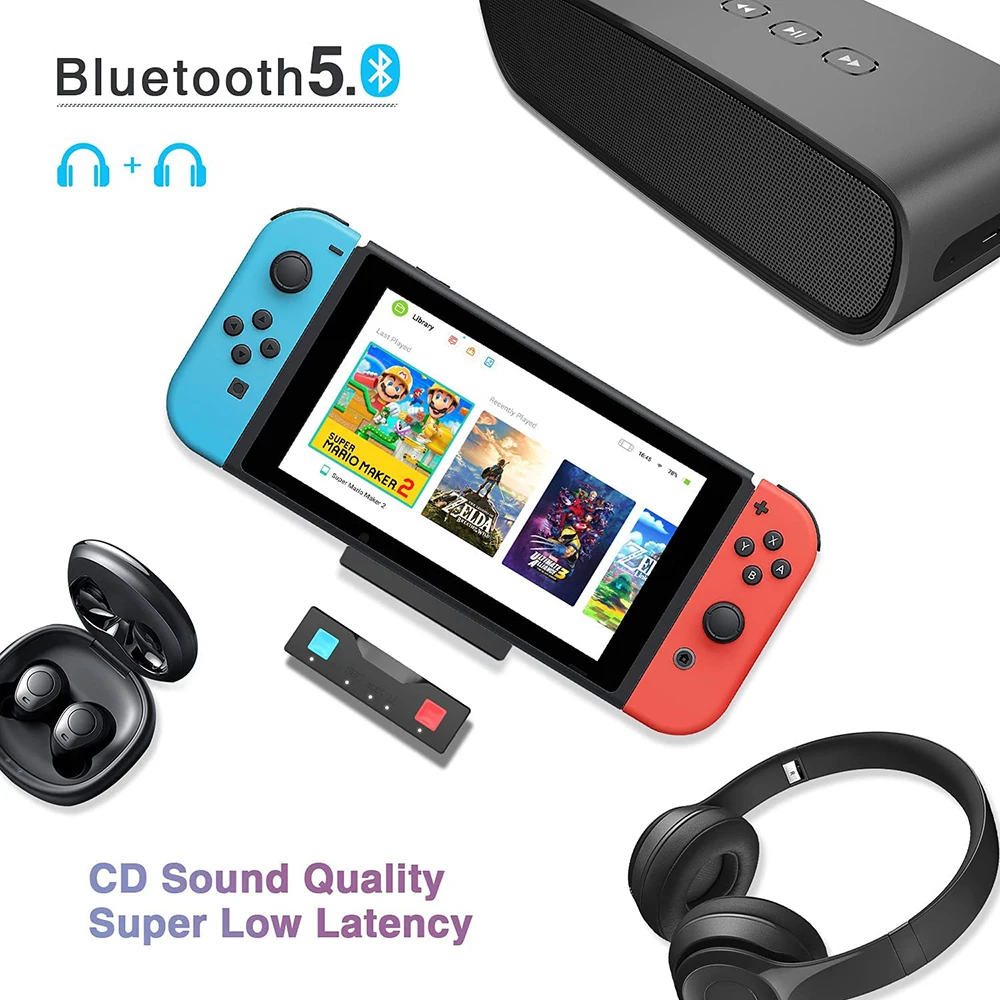 

Bluetooth Audio Transmitter V5.0 Receiver For Nintendo Switch/PS5/PS4/PC Stereo Audio Transmitter Bluetooth Dongle With Type-C