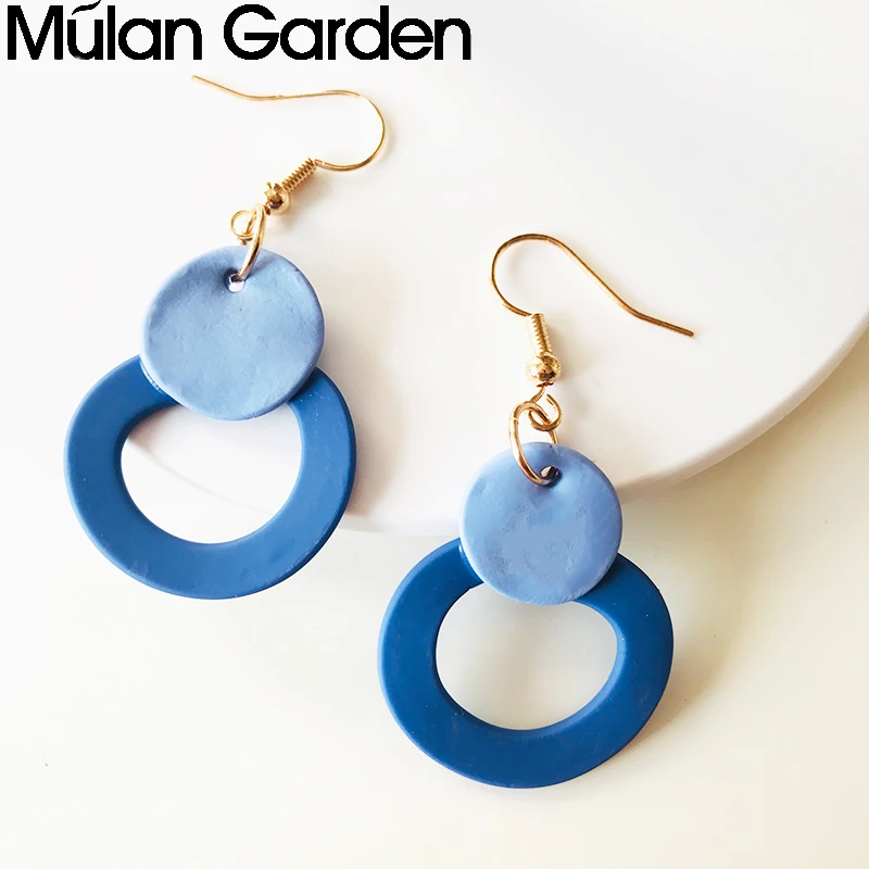 Милые геометрические серьги из полимерной глины для женщин висячие ручной