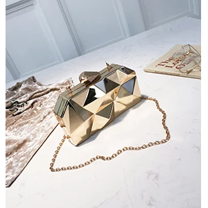 Bling Геометрическая Для женщин Сумки мини вечерние черное вечернее кошелек серебра металла высокое качество шестиугольник клатчи золото клатч - Цвет: gold -
