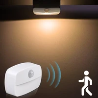 battery powered led mini motion sensor night light wireless night lamp wall lights for toilet bedroom cabinet lighting