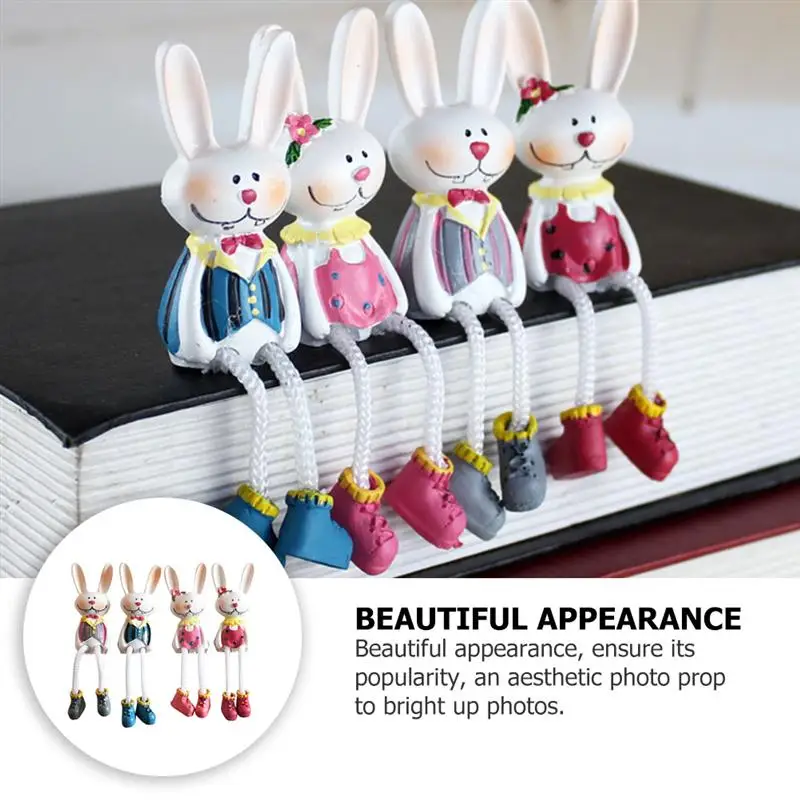 4Pcs Bunny Dolls Adornment Desktop Resin Artware Decorative Ornaments For Home Easter Hanging Feet Doll | Дом и сад