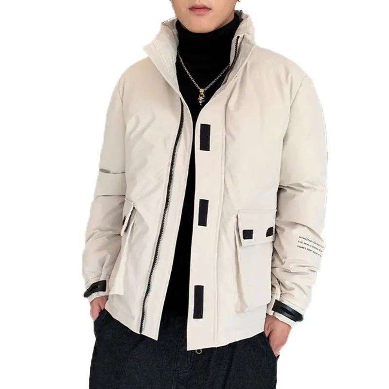 Повседневная мужская зимняя куртка хлопок куртка-парка корейский стиль черный