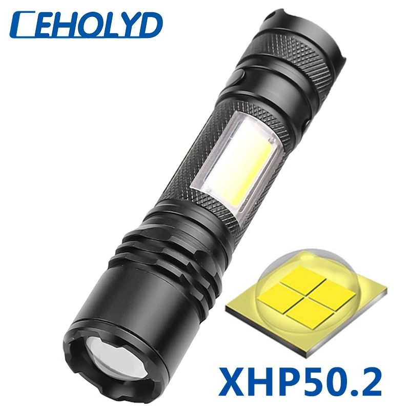 

4 Core XHP50.2 Led Flashlight Built in 18650 Usb Rechargeable Battery Zoomable Power Bank Torch Head Lamp Hard Bike Light Litwod