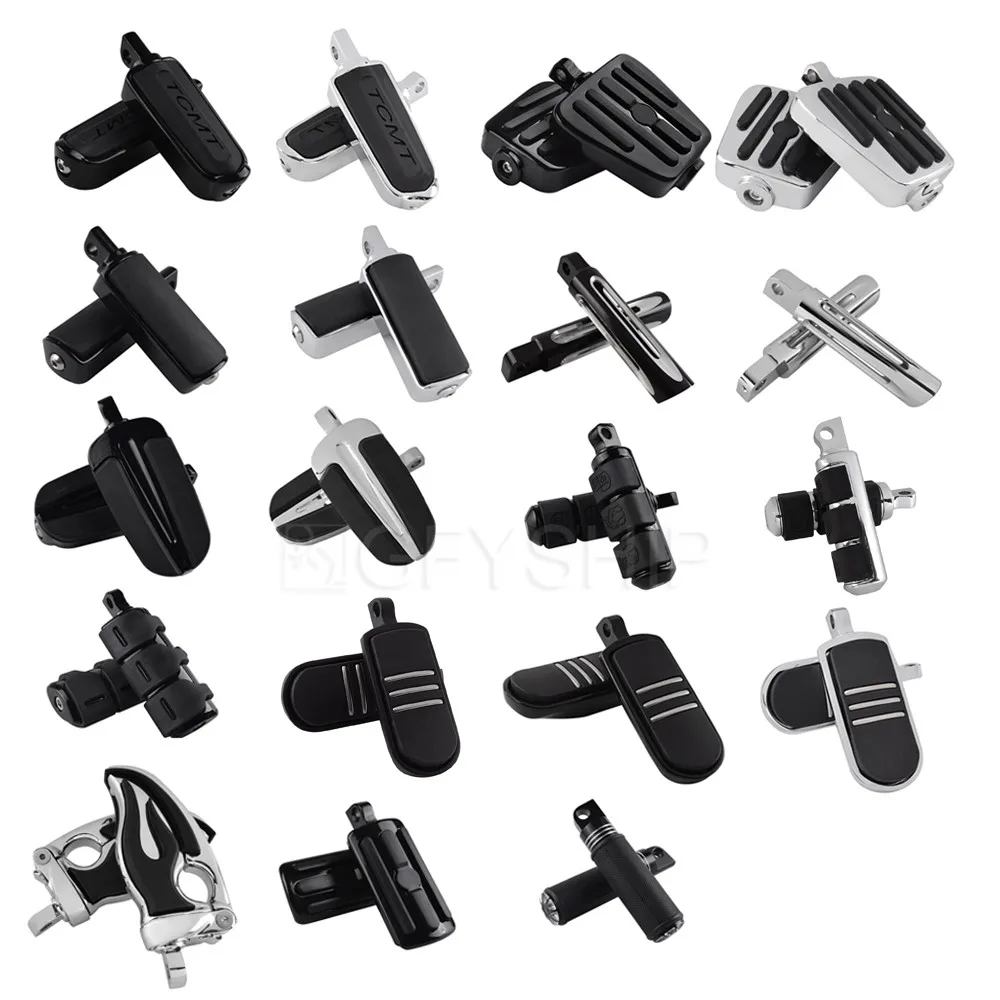

For Harley Touring Sportster Softail With Male Mount-Style Supports Motorcycle Passenger Foot Rests Driver Footpegs Highway Pegs