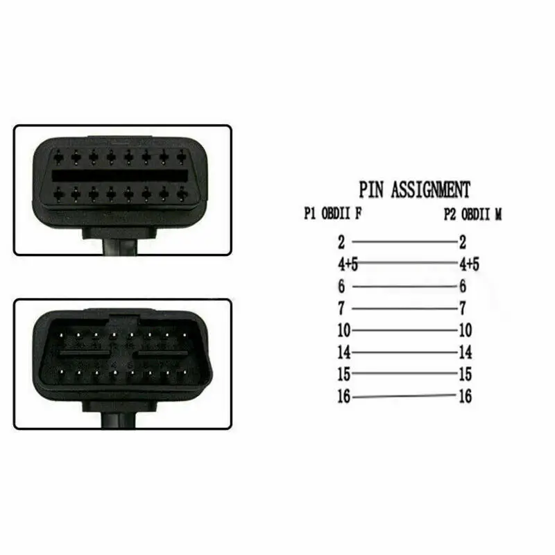 OBD2 16 Pin Male To Double Female Splitter Flat Thin Y Connector Extension Cable | Электроника