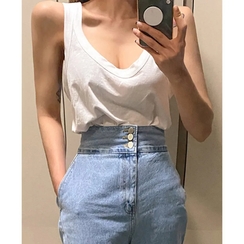 

New 2021 summer U-neck sexy solid color vest all-match casual bottoming top