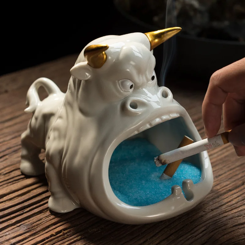 

Creative Cartoon Cow Ashtray Anti Fly Ash Car Home Living Room Large Capacity Ceramic Ashtray Living Room Home Furnishings