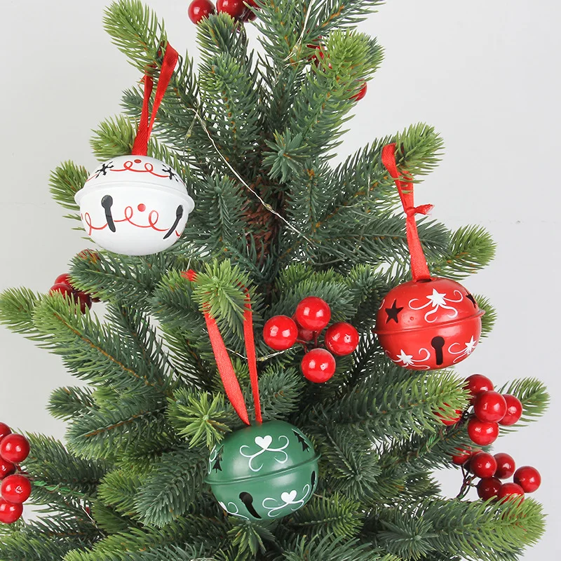 

Christmas Decoration pendant lovely printing bell diameter 5cm Christmas supplies round iron Dropshipping