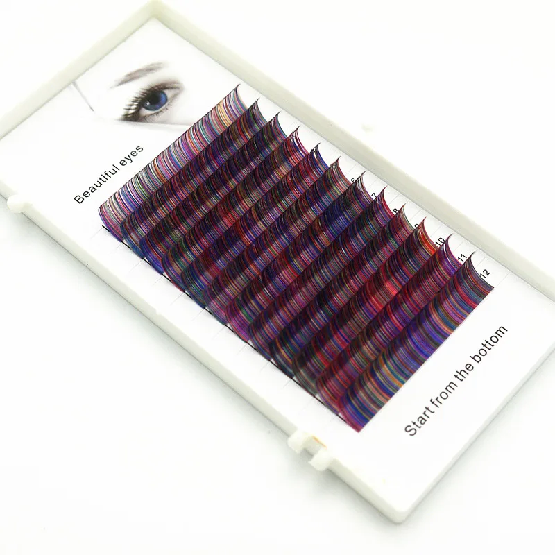 rainbow5 Новинка C/D0.07/0.1mm8/15 мм накладные ресницы королевский фиолетовый/зеленый/красный/синий ресницы Индивидуальный Цвет ресницы накладные ресницы - Цвет: rainbow5