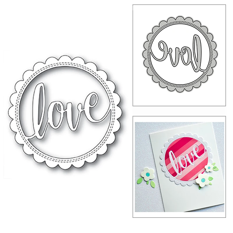 

New Scalloped Circle Love Word 2020 Metal Cutting Dies for DIY Scrapbooking and Card Making Decorative Embossing Craft No Stamps
