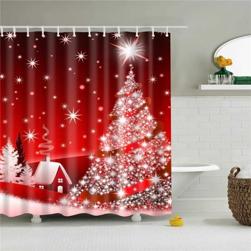 Christmas Printed Shower Curtain Bath Screen For The Bathroom Waterproof Polyester Fabric Curtains Home Decoration | Дом и сад