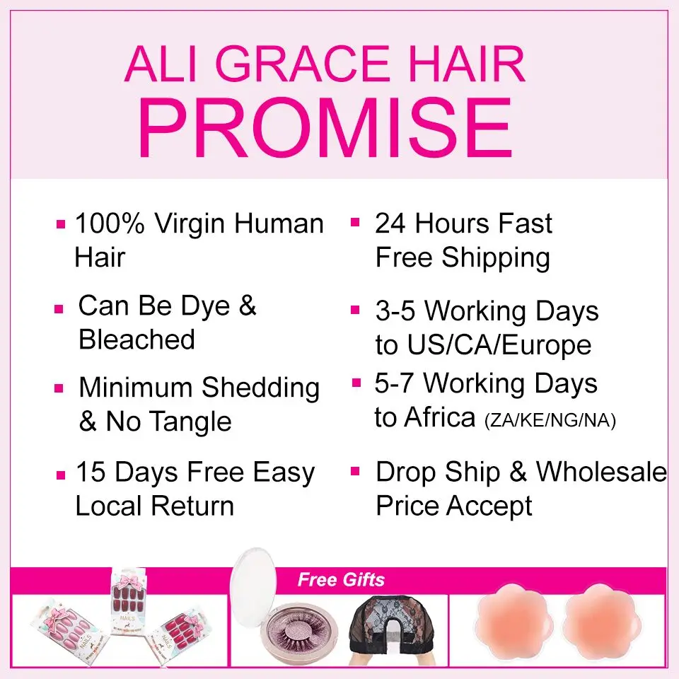 Али грация волосы бразильские свободные волнистые 3 пучка с 5х5 кружевной