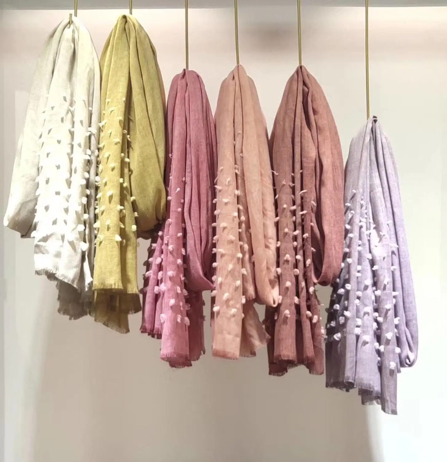 Новинка Осень 2019 хлопковые простые шарфы шаль мусульманский длинный помпон