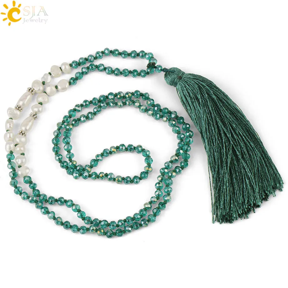 Женское Ожерелье из бисера CSJA стеклянное ожерелье с гранеными бусинами