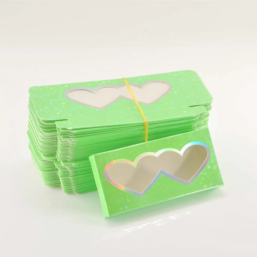 

Wholesale rectangle paper box eyelashes box package 25mm mink lashes green makeup case eyelash packaging vendors fast shipping
