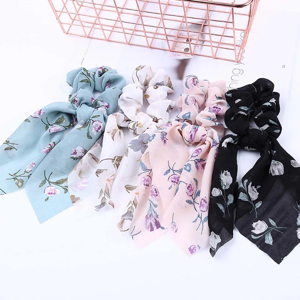 Корейский стиль богемные резинки с принтом шифоновая лента женский эластичный