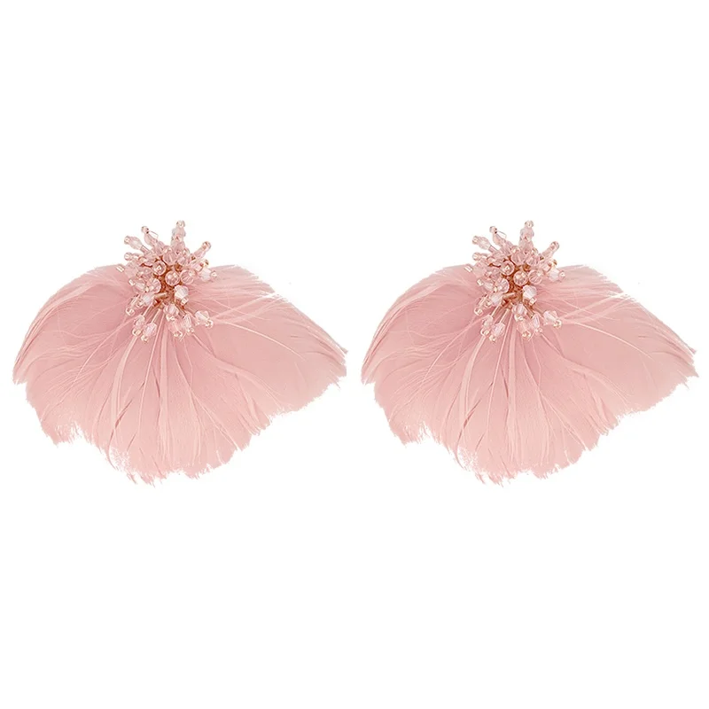 Веерообразные белые серьги Xianbei в форме пудры темпераментные Серьги с перьями