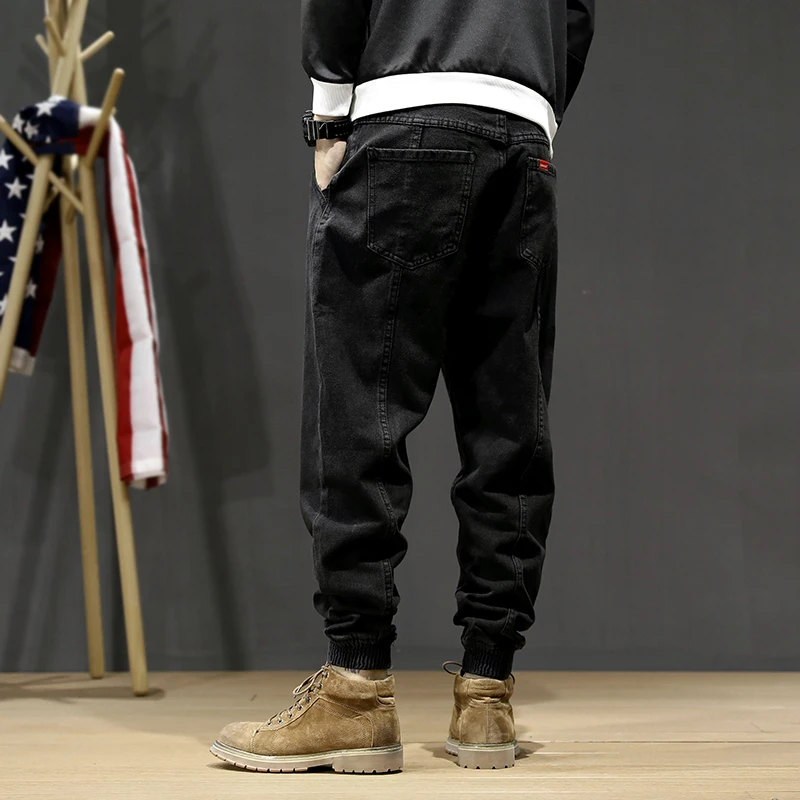 Streetwear Fashion Men Jeans Loose Fit Casual Denim Cargo Pants Men Overalls Spliced Designer Hip Hop Joggers Wide Leg Trousers