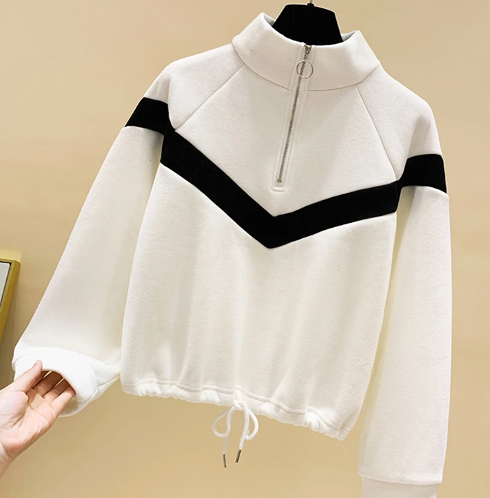 

Women Autumn Sweater Casual Loose Turtleneck Knitted Jumpers Pullovers Streetwear White