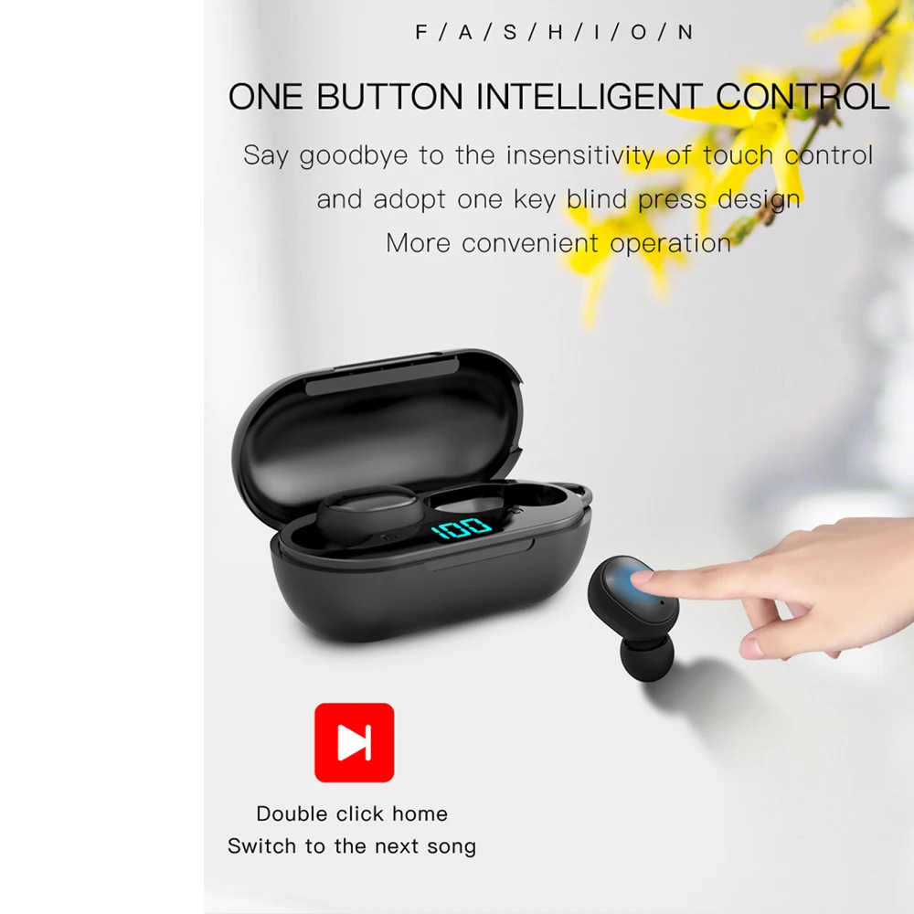 Беспроводные наушники H6 TWS V5.0 Bluetooth спортивные наушники-вкладыши со светодиодным