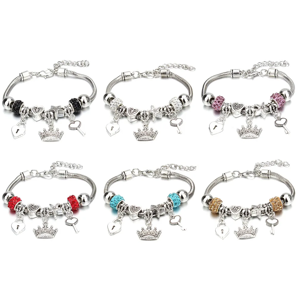 Браслет с шармами и браслеты ювелирные изделия 6 цветов глиняные циркониевые