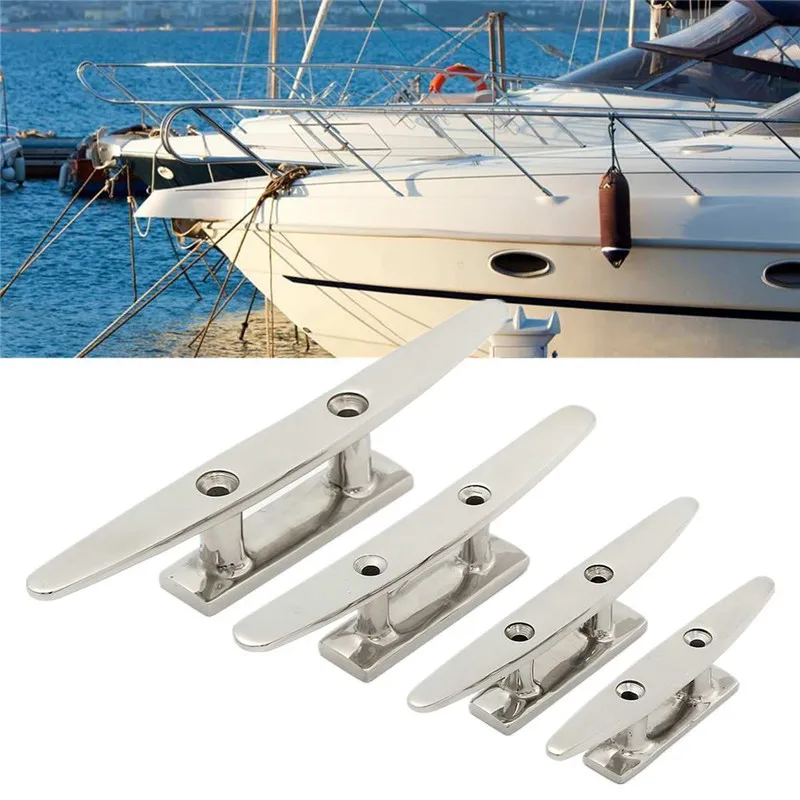 4&quot 5&quot 6&quot 8&quot Low Flat Cleat 316 Stainless Steel 2 Hole Hardware boat cleats For Marine Boat Deck Rope Tie yacht accessories |