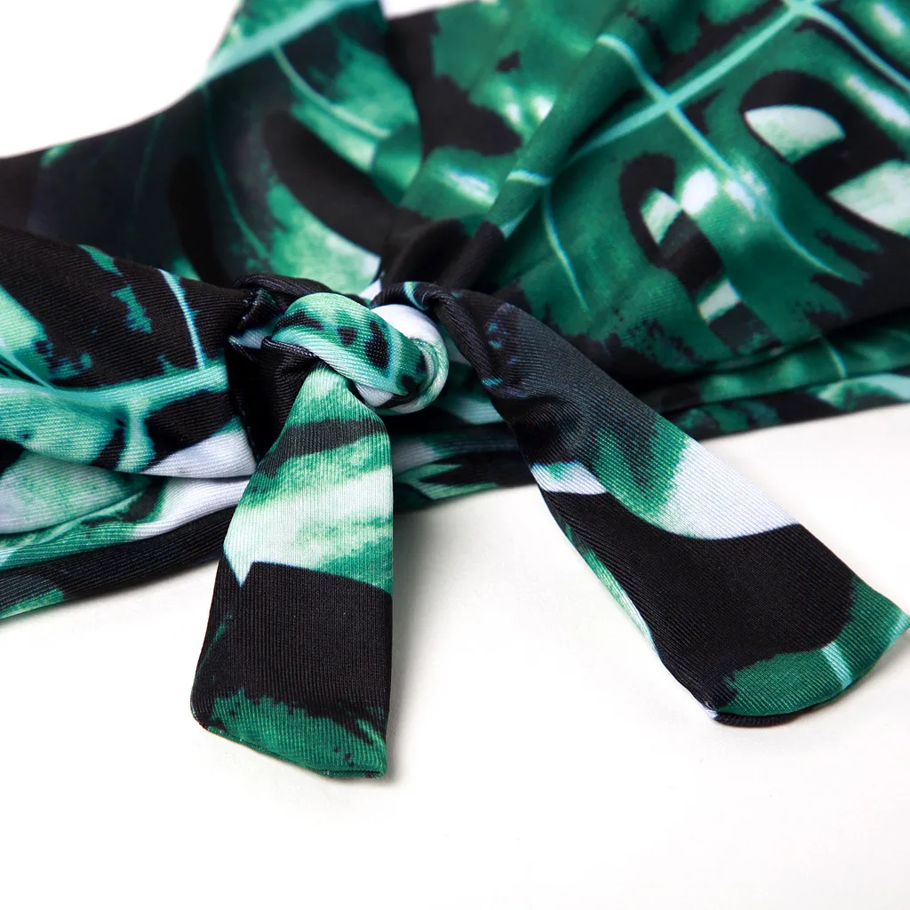 

Bandage Bikinis Set Women Leaves Print Push-Up Swimsuit Brazilian Swimwear Beachwear Swim Suit Sexy Bikini Set biquini