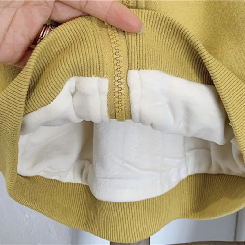 

Winter Korean style Children Cartoon Fleece Lining Sports Coat Baby Boys Clothing Fashion Girls Warm Zipper Sweatshirts