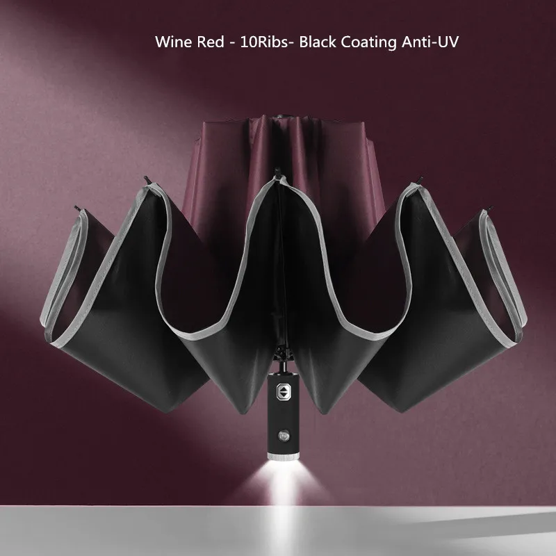 Фонарик Функция Ампер автоматического запирающего складной Бизнес зонт со