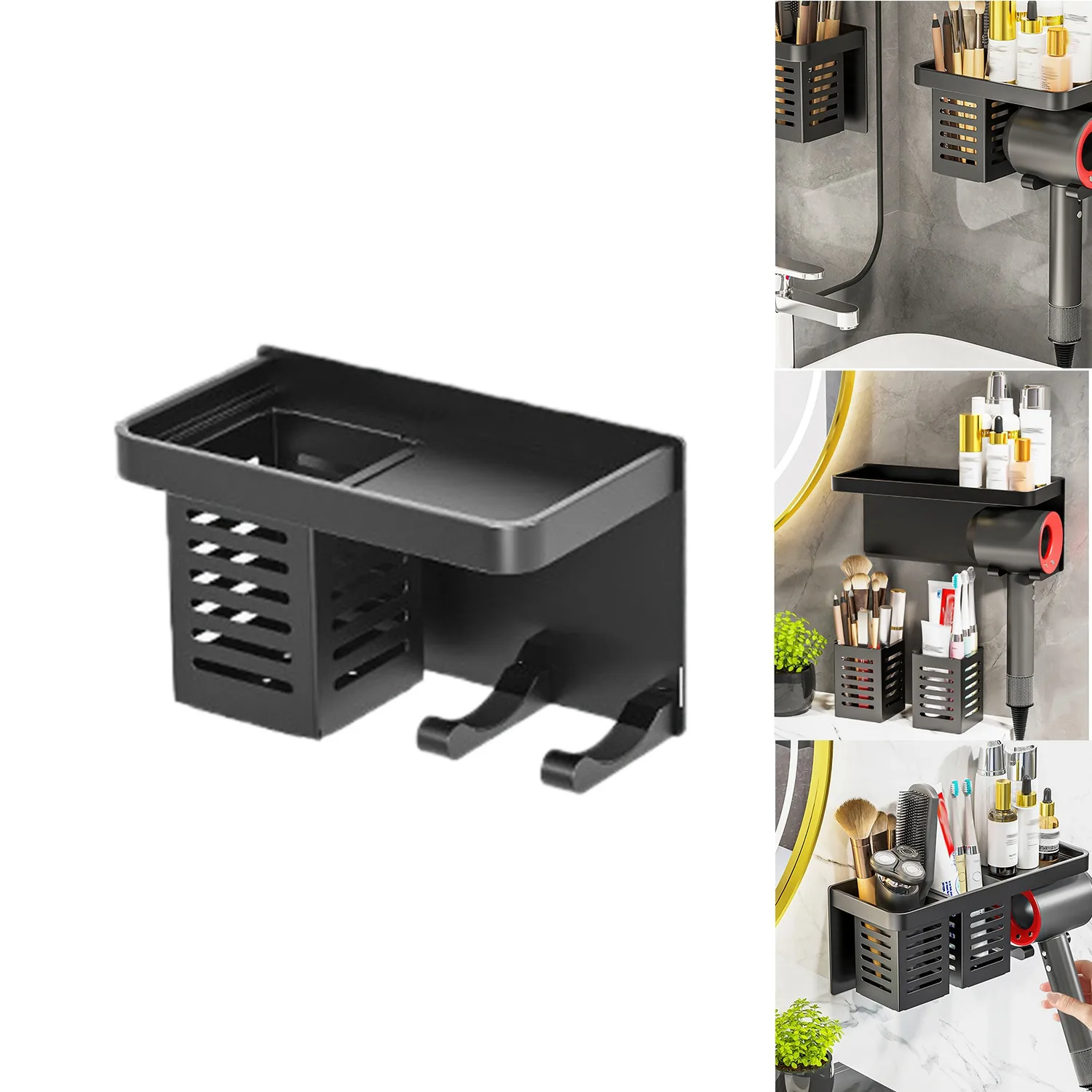 

Hairdryer Holder Wall Mounted Storage Rack Bathroom Shelf For Dyson Supersonic Hair Dryer Punch-Free Rack