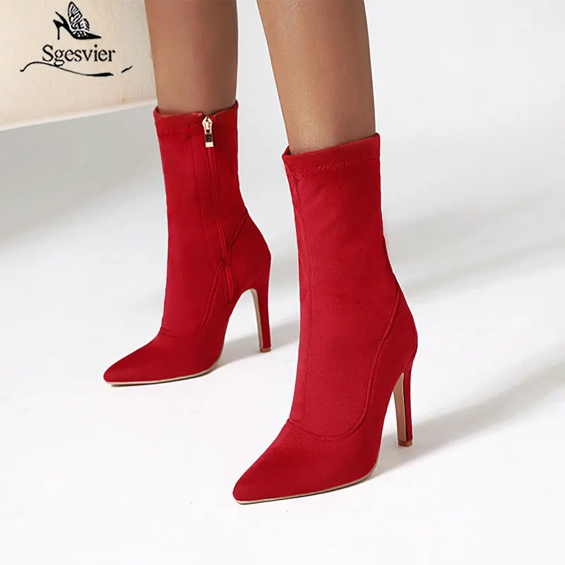 Sgesvier/женские ботильоны Обувь с острым носком Женские ботинки на высоком каблуке