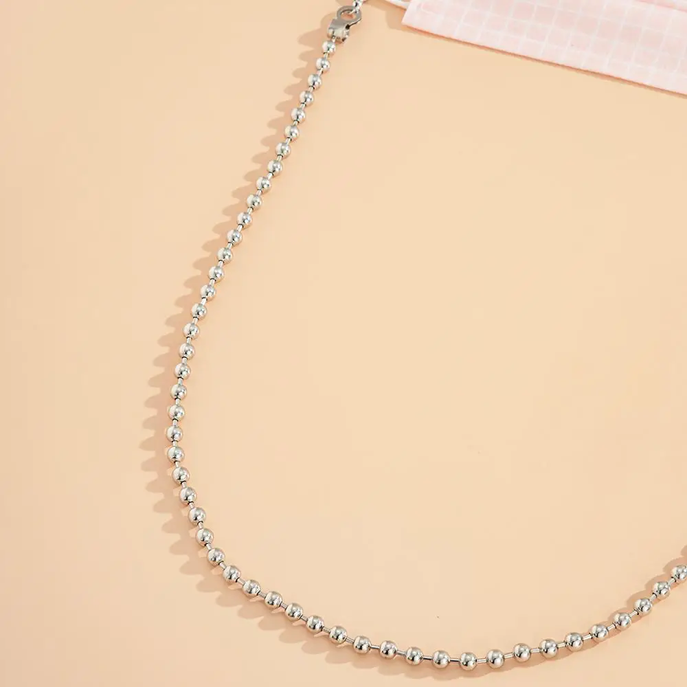 

IngeSight.Z Simple Minimalist Silver Color Beaded Necklace Mask Chain Women Long Necklaces Neck Jewelry Gifts for the New Year