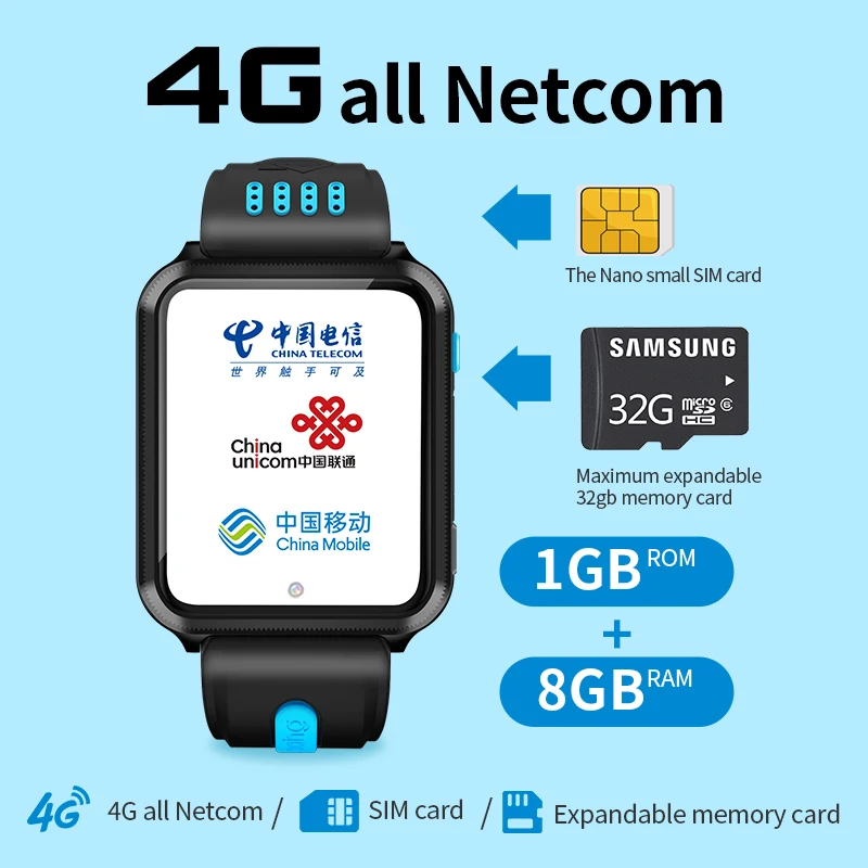 android 9 0 smart 4g remote camera gps wifi kid student wristwatch video call monitor trace location google play map phone watch free global shipping