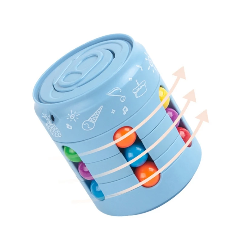 

85DE 1PC Blue/Green/Orange/Pink Boys Girls Montessori Toys Brain Developmental 3D Puzzle Zip-top Can Mini Bean Gyro