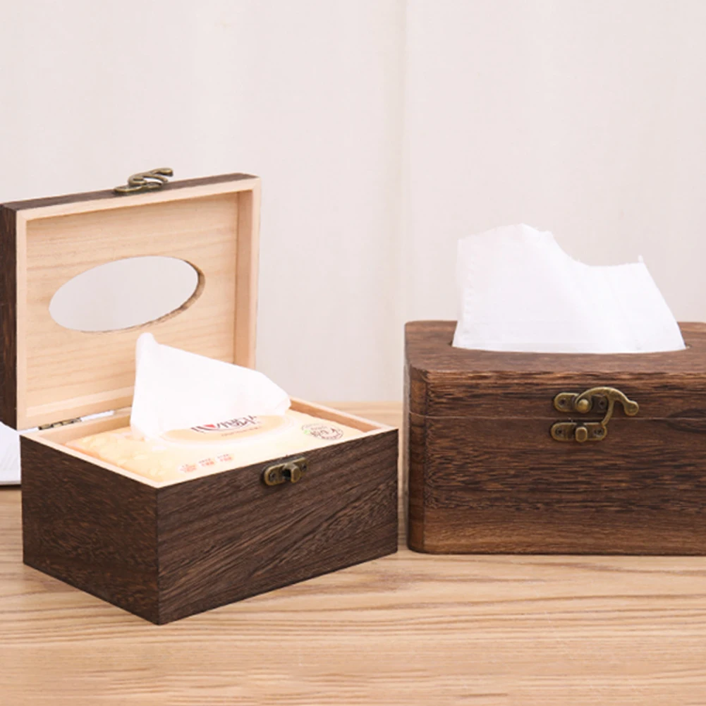 

Wooden Tissue Box Cover Bedroom Living Room Kitchen Tissue Storage Box Waterproof Rectangular Tissue Box Cover Home Storage