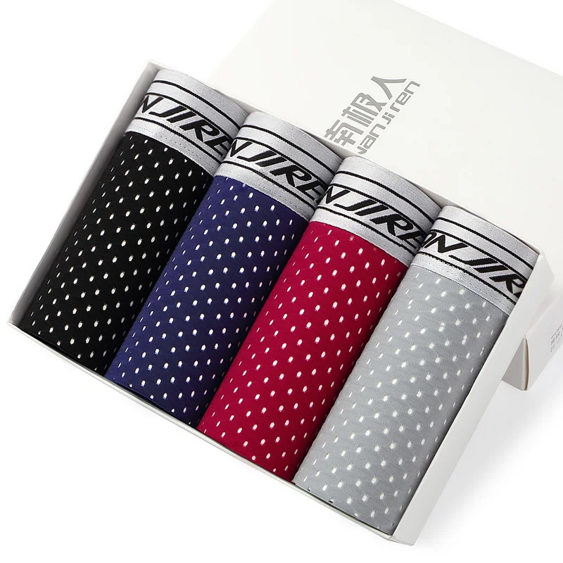 4pcs/Lot Men Underwear Man Boxer Summer Ice Network Mesh Breathable Sexy Youth Boxer Bamboo Ventilate Shorts Four shorts Cosy