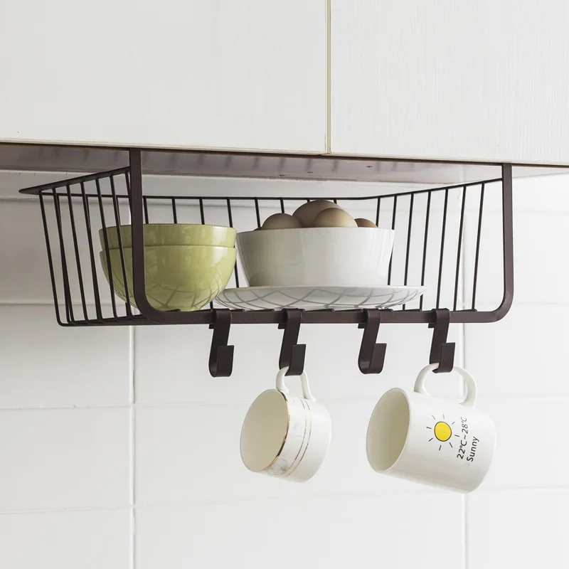 ORZ кухонный Органайзер хранилище стойка под полкой корзина с крючками ванная