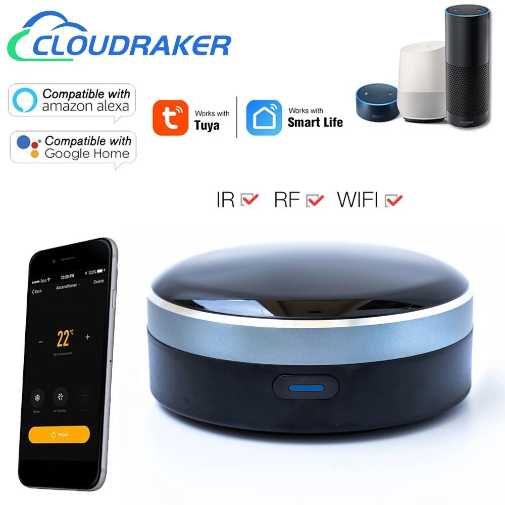 

Tuya Smart RF IR 2 in 1 Universal Remote Control for A/C TV Curtains Roller Shutter Works with Alexa Siri Google Home