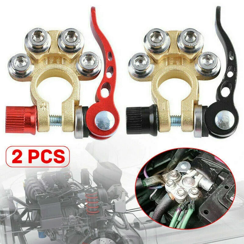 

1Pair Battery Terminals Brass Cable Post Terminal Automotive Quick Disconnect Battery Protection For UTV Car Accessories 12V 24V