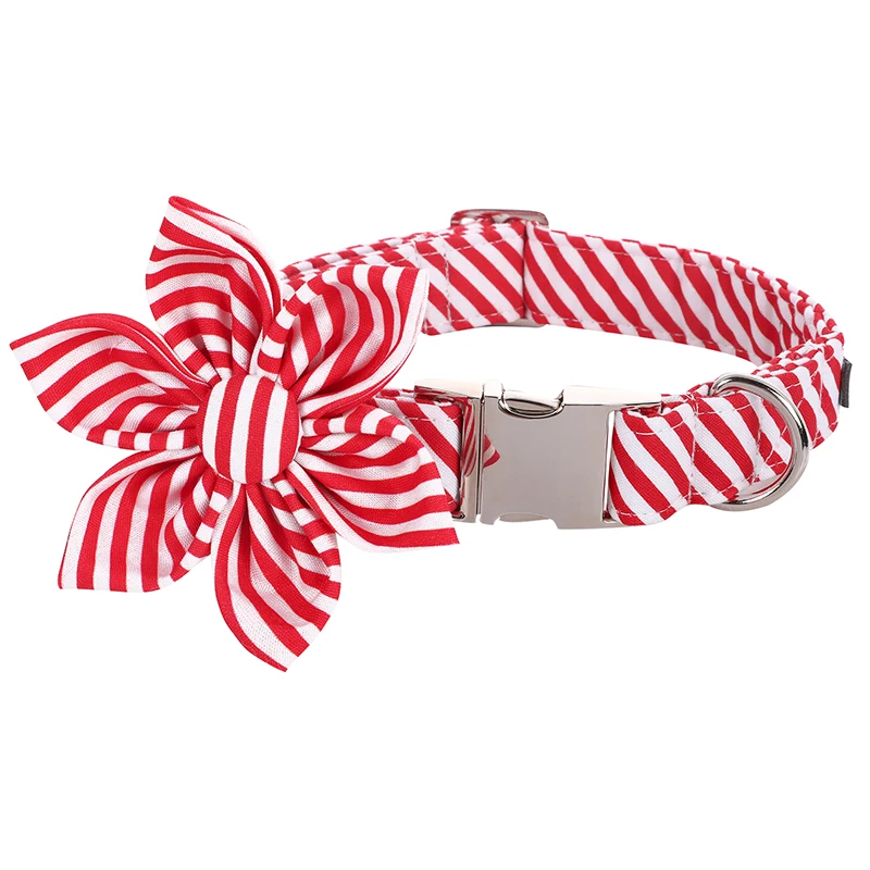 

Unique Style Paws Christmas Dog Collar And Leash Set Bow Tie Flower Cotton Fashion Pet Collar for Large Medium Small Dogs Cats